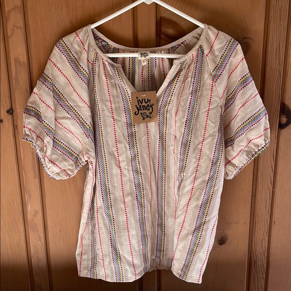 NWT Ivy Jane Striped Oatmeal Top - Size S